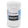Пряжа YarnArt 'Ribbon Lurex' 250гр 110м (60% хлопок, 20% вискоза и полиэстер, 20% металлик) 721 белый