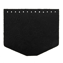 Крышечка для сумки Абстракция с кругом, 19,4см*16,5см, дизайн №2024, 100% кожа (черный)