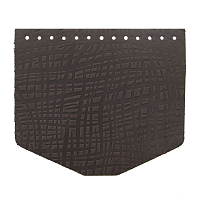 Крышечка для сумки Абстракция Штрихи, 19,4см*16,5см, дизайн №2036, 100% кожа (темно-коричневый)