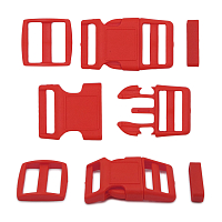 A03001037-K-25 Фастекс, рамка и рамка-регулятор 25мм, пластик, упак(2 комплекта) Hobby&Pro (красный)