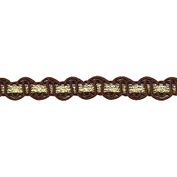 С922 Тесьма вязаная отделочная, 10 мм*10 м (коричневый/золото)