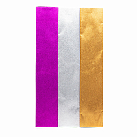 Бумага креповая упаковочная металлик, 50*200 см, 3 цвета 'Золото-серебро-фуксия', Astra&Craft