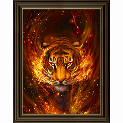 АЖ-4137 Картина стразами 'Тигр в пламени' 30*40см