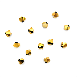 11305 Бусины стеклянные, гальваника, граненые, биконус, 8mm, 13шт/упак (3-золото)