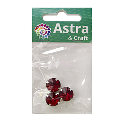 РЦ008НН12 Хрустальные стразы в цапах круглой формы, красный 12 мм, 3 шт. Astra&Craft