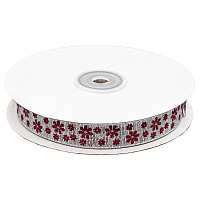 Декоративная лента 'Цветочки', DM-008, 15 мм*32,9м серебро/красный