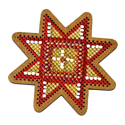 ИК-006 Набор для вышивания крестом на основе Созвездие 'Новогодняя игрушка 'Золотая звезда'7,5*7,5см