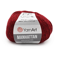 Пряжа YarnArt 'Manhattan' 50гр 200м (56% металлик, 7% шерсть, 7% вискоза, 30% акрил) (913 красный)