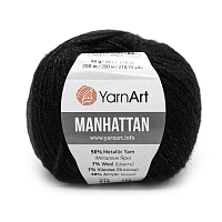 Пряжа YarnArt 'Manhattan' 50гр 200м (56% металлик, 7% шерсть, 7% вискоза, 30% акрил) (916 черный)