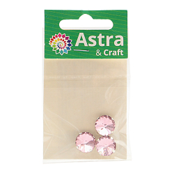 РЦ010НН12 Хрустальные стразы в цапах круглой формы, розовый 12 мм, 3 шт. Astra&Craft