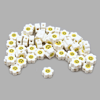 ZZ1350 Бусины из полимерной глины 'Цветочки смайлики', 50шт/упак, Astra&Craft