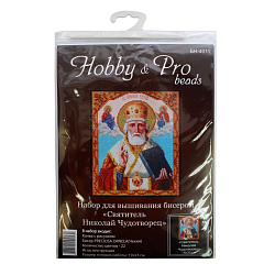 БН-4011 Набор для вышивания бисером Hobby&Pro 'Икона Святитель Николай Чудотворец', 19*23 см