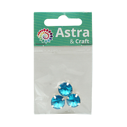 РЦ013НН12 Хрустальные стразы в цапах круглой формы, голубой 12 мм, 3 шт. Astra&Craft