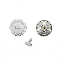 21NB-0609 Пуговица джинсовая на фиксированной ножке 18мм 'JEANS' цв.металл, никель