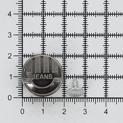 21NB-0612 Пуговица джинсовая на фиксированной ножке 20мм 'JEANS' цв.металл, черный никель