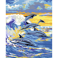 H173 Набор для рисования по номерам 'Приветливые дельфины' 40*50см