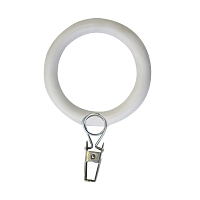 С-24 4011 Кольцо шторное пластик с зажимом металл h-80мм (кольцо d-38/52мм) для карнизов, белый