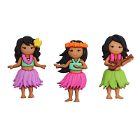 Пуговицы-фигурки 'Гавайские девочки' пластик, 3шт/упак, Dress It Up