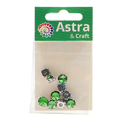 РЦ017НН8 Хрустальные стразы в цапах круглой формы, зеленый 8 мм, 10 шт. Astra&Craft