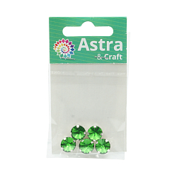 РЦ017НН10 Хрустальные стразы в цапах круглой формы, зеленый 10 мм, 5 шт. Astra&Craft