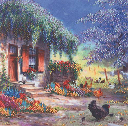 В1068 Канва с рисунком Alisena 'Цветочный домик', 20*20 см