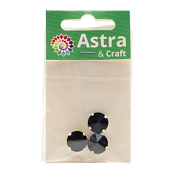 РЦ018НН12 Хрустальные стразы в цапах круглой формы, черный 12 мм, 3 шт. Astra&Craft