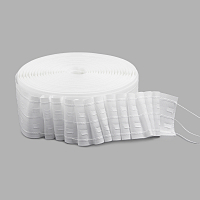 Тесьма шторная на тканой основе 1/2,5 параллельная складка 67мм*50м, белый (2 ряда петель, 3 шнура)