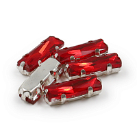 ДЦ001НН515 Хрустальные стразы в цапах прямоугольные (серебро) красный 15мм, 5шт/упак Astra&Craft