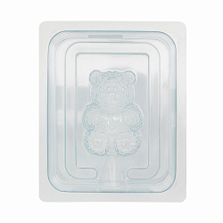 Пластиковая форма для изготовления мыла ручной работы 3D (Медвежонок сидит с сердечком в обнимку)