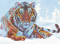 В1144 Канва с рисунком Alisena 'Тигр в снегу', 39*29 см