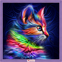 АЖ-1777 Картина стразами 'Разноцветный котенок' 30*30см