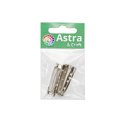 4AR2011 Булавка основа для броши, 4 см, 5 шт/упак, Astra&Craft