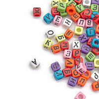 Бусины пластиковые, Рус. алфавит, микс цвета, куб, 6*6мм, 150(+/-5) шт/упак, Astra&Craft