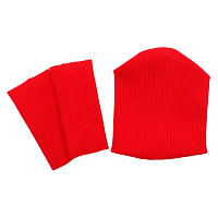 28875 Комплект одежды для игрушек цв.красный: шапка/ гетры 9,5см*10см/ 3см*8см. Состав: 95% х/б+5% лайкры
