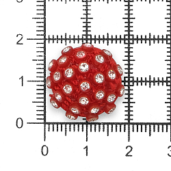 TS 301 Пуговица со стразами 28L (18мм) на полуножке, пластик, красный