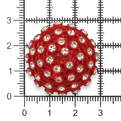 TS 301 Пуговица со стразами 48L (30мм) на полуножке, пластик, красный
