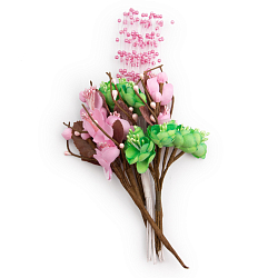 Набор мини-букетиков для декора, высота 10-14 см, розово-зеленый, Astra&Craft