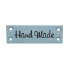 Кожаная бирка пришивная 'Hand Made' 1,4*4см, уп.4шт голубой