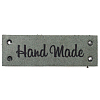 Кожаная бирка пришивная 'Hand Made' 1,4*4см, уп.4шт светло-серый