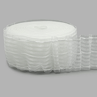 Тесьма шторная капрон 1/3 параллельная складка 78мм*50м, белый (6 рядов петель, 3 шнура)