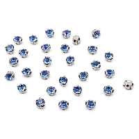 СЦ006НН44 Хрустальные стразы в цапах круглые (серебро) светло-голубой, 4х4 мм, 29-30 шт/упак.