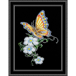 452 Набор для вышивания 'Овен' 'Бабочка на цветке', 20x28 см