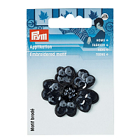 926182 Аппликация Цветок из блесток, черный цв. Prym