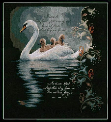 0147904-PN Набор для вышивания LanArte 'Лебедь с лебедятами' 33x37 см