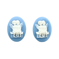 ARS0227 Камеи 'Ангелы', (полимер), бело-голубой, 3*4*0,5 см, упак./2 шт., Vintage Line