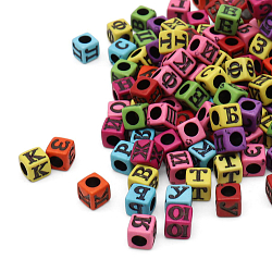 Бусины пластиковые, Рус. алфавит, микс цвета, куб, 6*6мм, 150шт/упак, Astra&Craft
