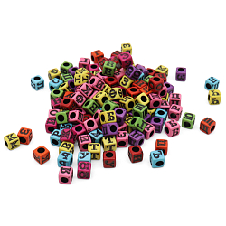 Бусины пластиковые, Рус. алфавит, микс цвета, куб, 6*6мм, 150шт/упак, Astra&Craft