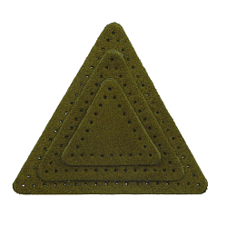 59406 Набор заплаток пришивных из замши, треугольник равностор. 4, 6 и 8см, с перфорацией, 3шт/упак