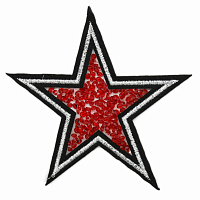 ГСН059 Термоаппликация Звезда 90мм, черный+серебро+красный