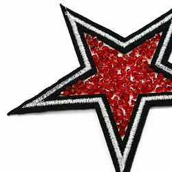 ГСН059 Термоаппликация Звезда 90мм, черный+серебро+красный